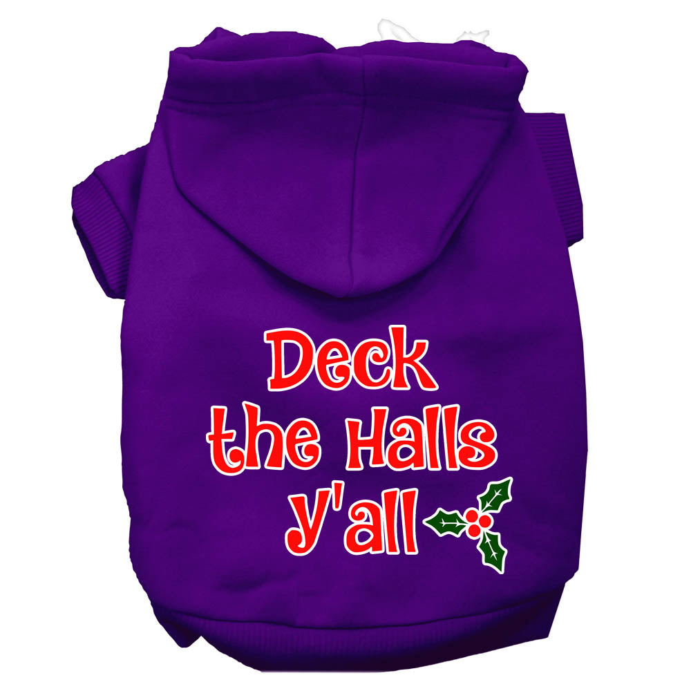 Deck The Halls Y'all Screen Print Dog Hoodie Purple L