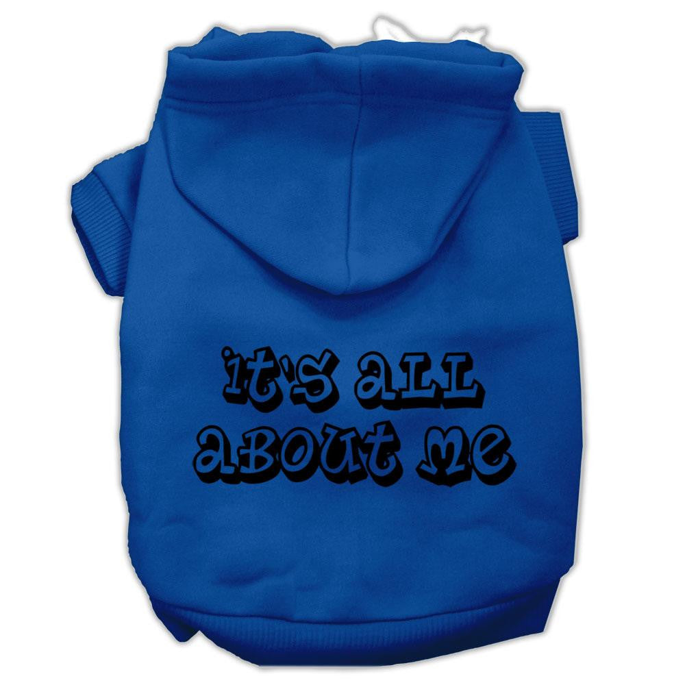 It's All About Me Screen Print Pet Hoodies Blue Size Lg (14)