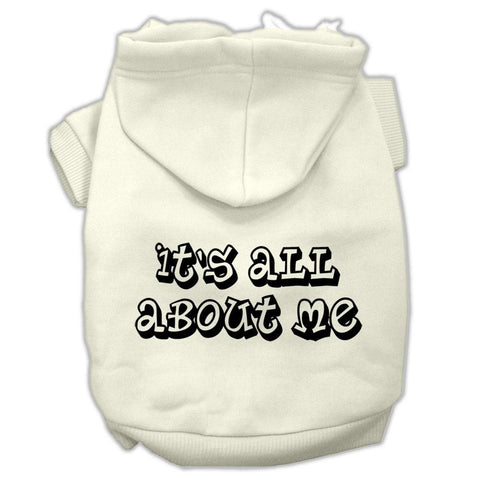 It's All About Me Screen Print Pet Hoodies Cream Size Med (12)