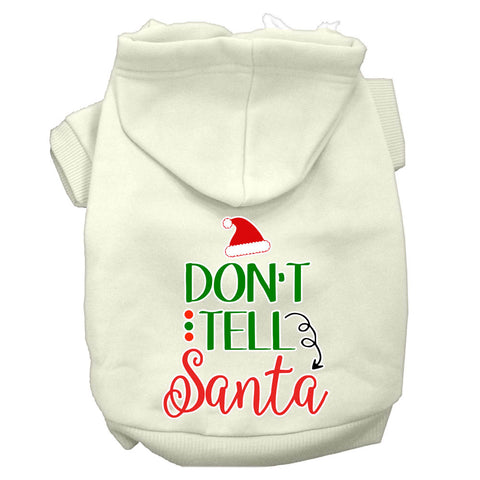 Don't Tell Santa Screen Print Dog Hoodie Cream M