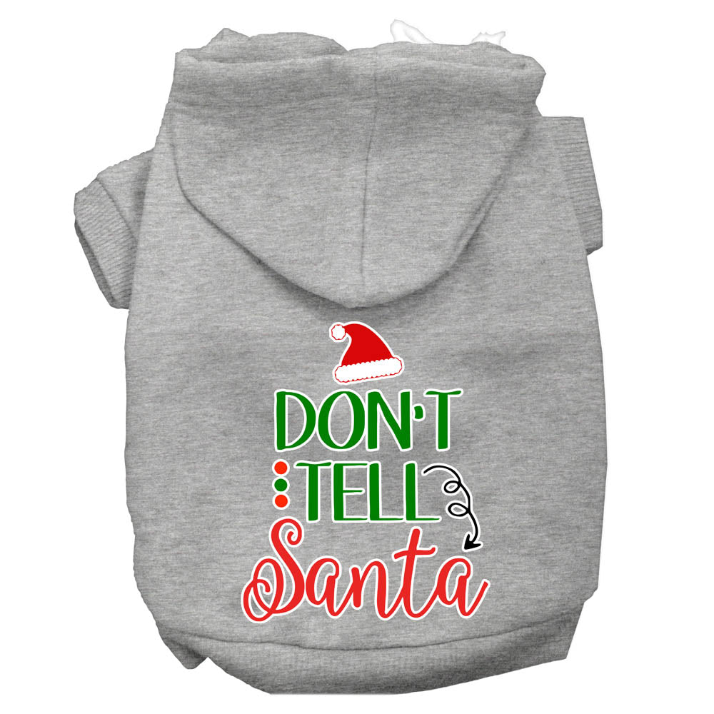 Don't Tell Santa Screen Print Dog Hoodie Grey M