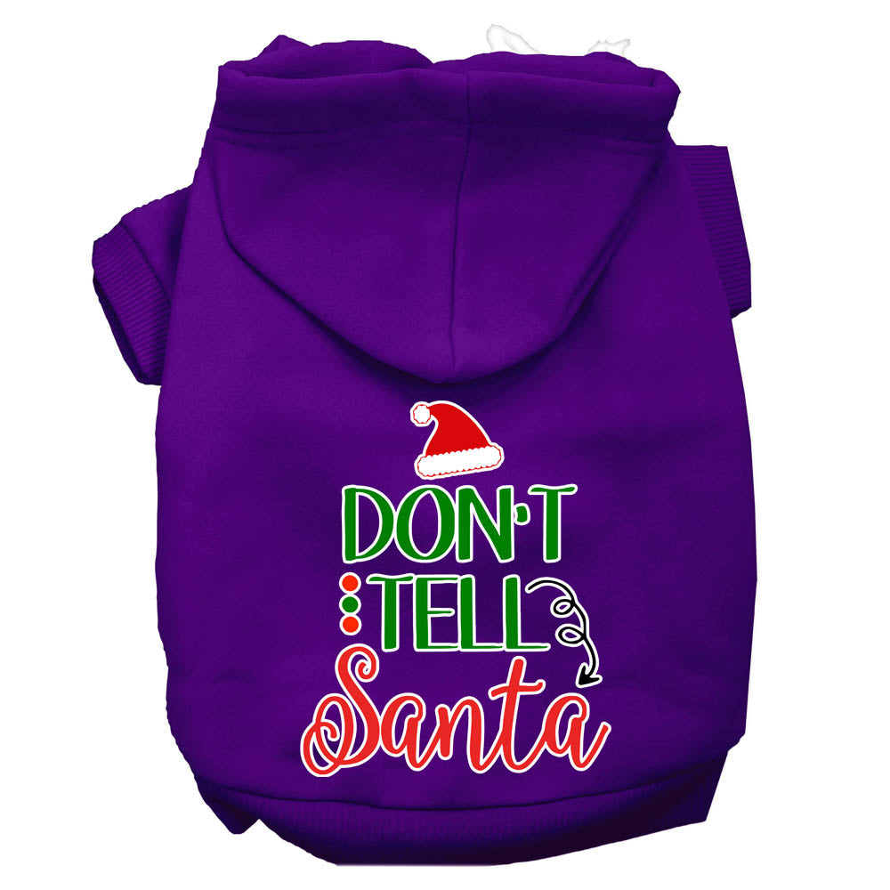 Don't Tell Santa Screen Print Dog Hoodie Purple M