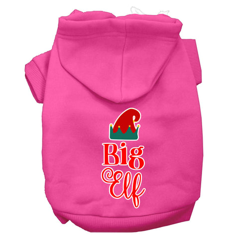 Big Elf Screen Print Dog Hoodie Bright Pink Xs