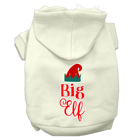 Big Elf Screen Print Dog Hoodie Cream S