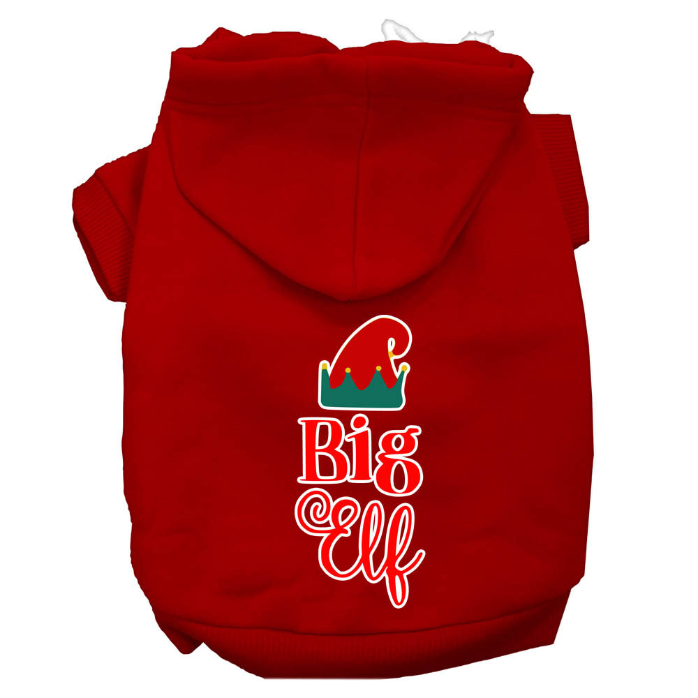 Big Elf Screen Print Dog Hoodie Red Xs