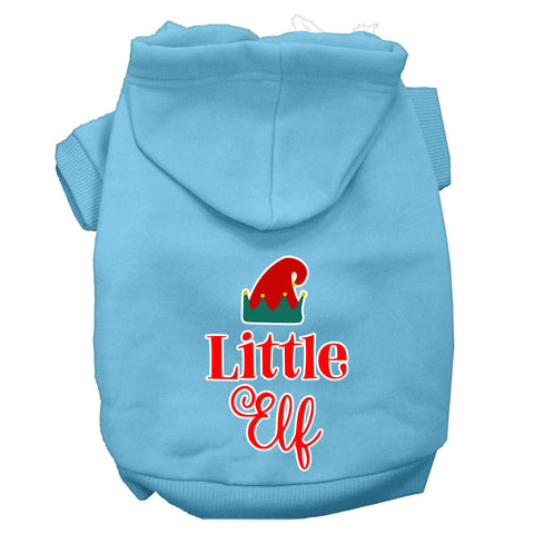 Little Elf Screen Print Dog Hoodie Baby Blue M