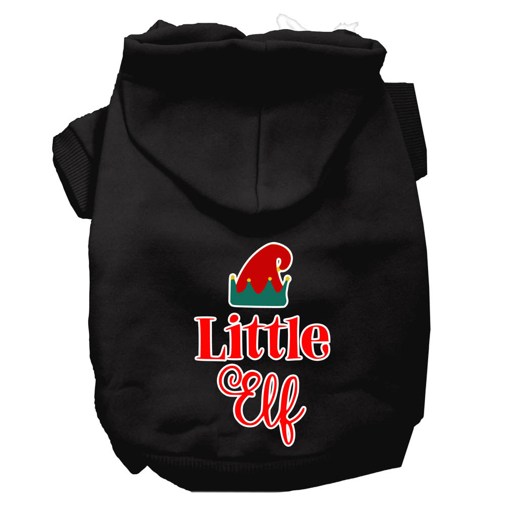 Little Elf Screen Print Dog Hoodie Black M