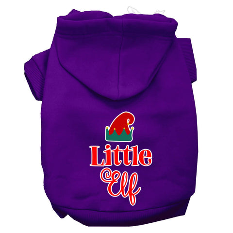 Little Elf Screen Print Dog Hoodie Purple M