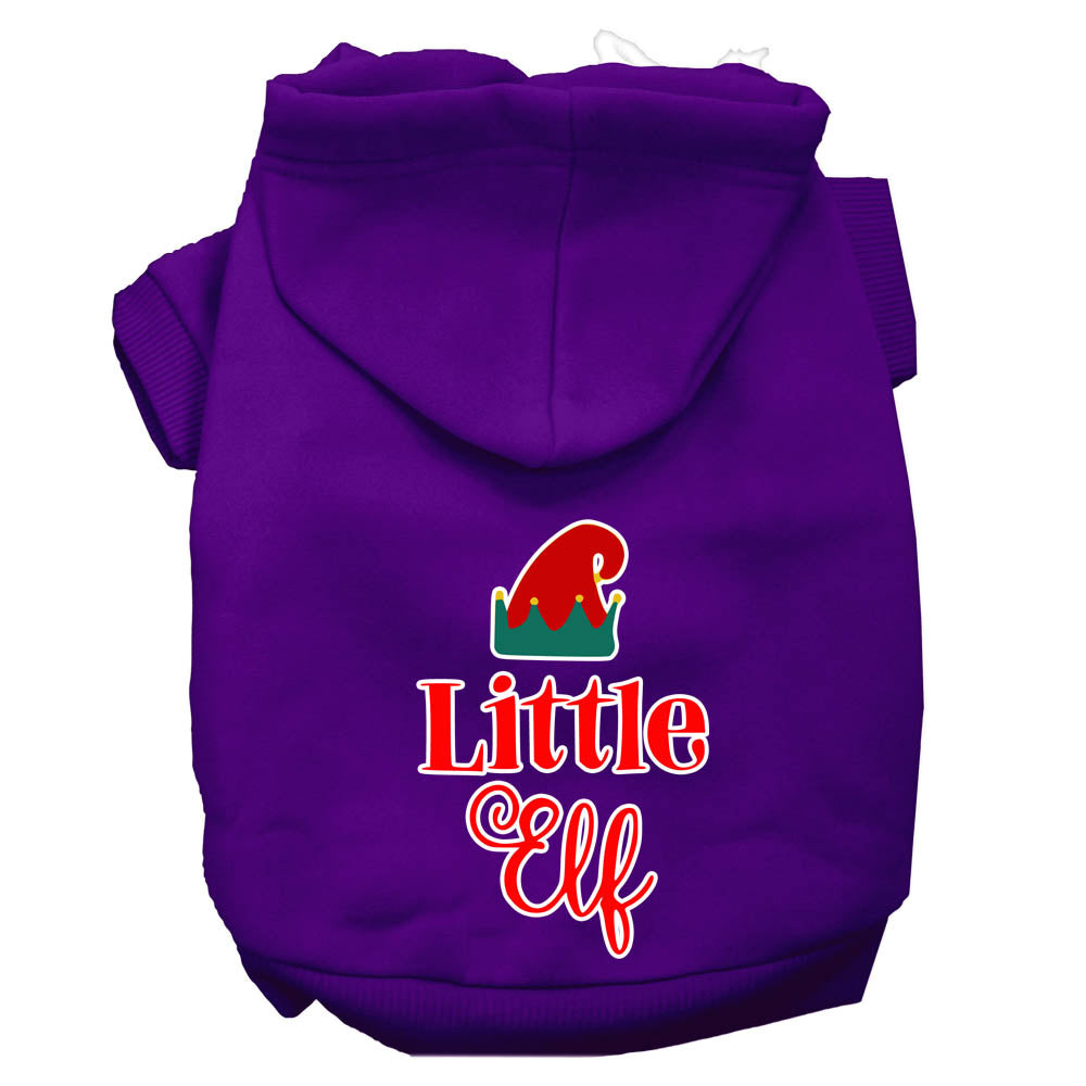 Little Elf Screen Print Dog Hoodie Purple Xs