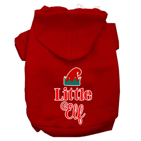 Little Elf Screen Print Dog Hoodie Red Xl