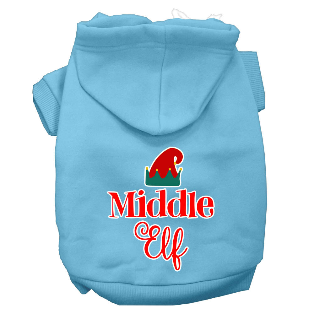 Middle Elf Screen Print Dog Hoodie Baby Blue Xs