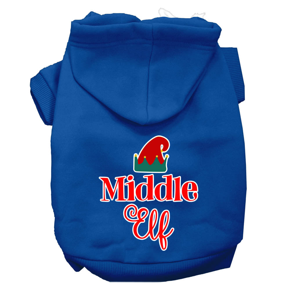 Middle Elf Screen Print Dog Hoodie Blue M