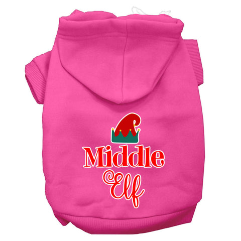 Middle Elf Screen Print Dog Hoodie Bright Pink Xs