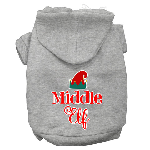 Middle Elf Screen Print Dog Hoodie Grey Xs