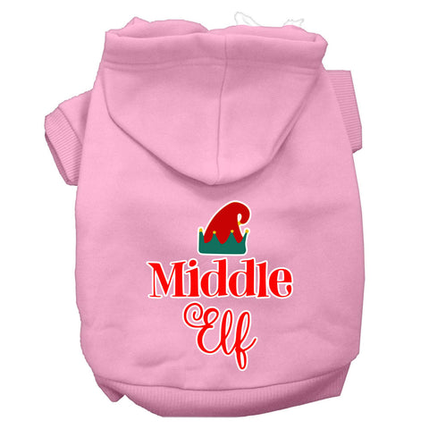 Middle Elf Screen Print Dog Hoodie Light Pink Xs