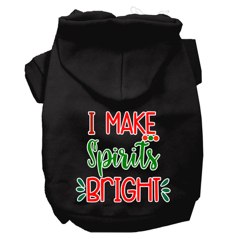 I Make Spirits Bright Screen Print Dog Hoodie Black Xs