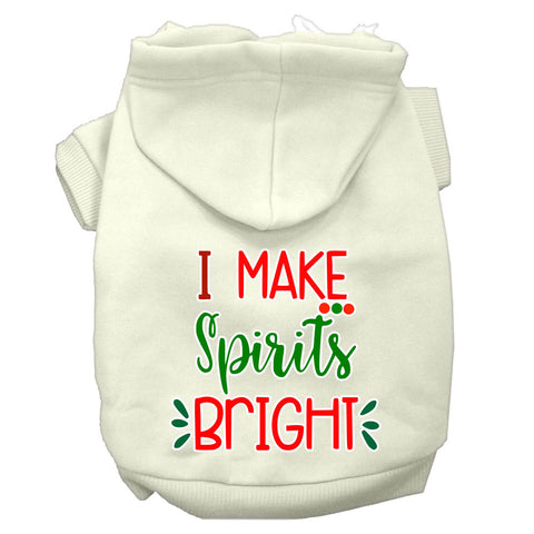 I Make Spirits Bright Screen Print Dog Hoodie Cream M