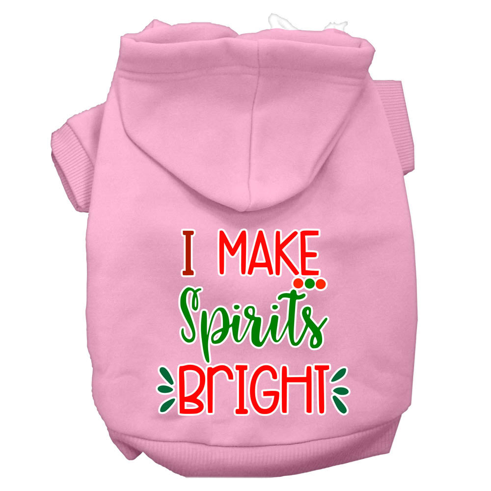 I Make Spirits Bright Screen Print Dog Hoodie Light Pink L