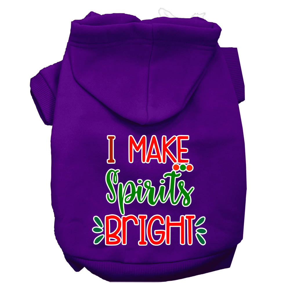 I Make Spirits Bright Screen Print Dog Hoodie Purple Xs