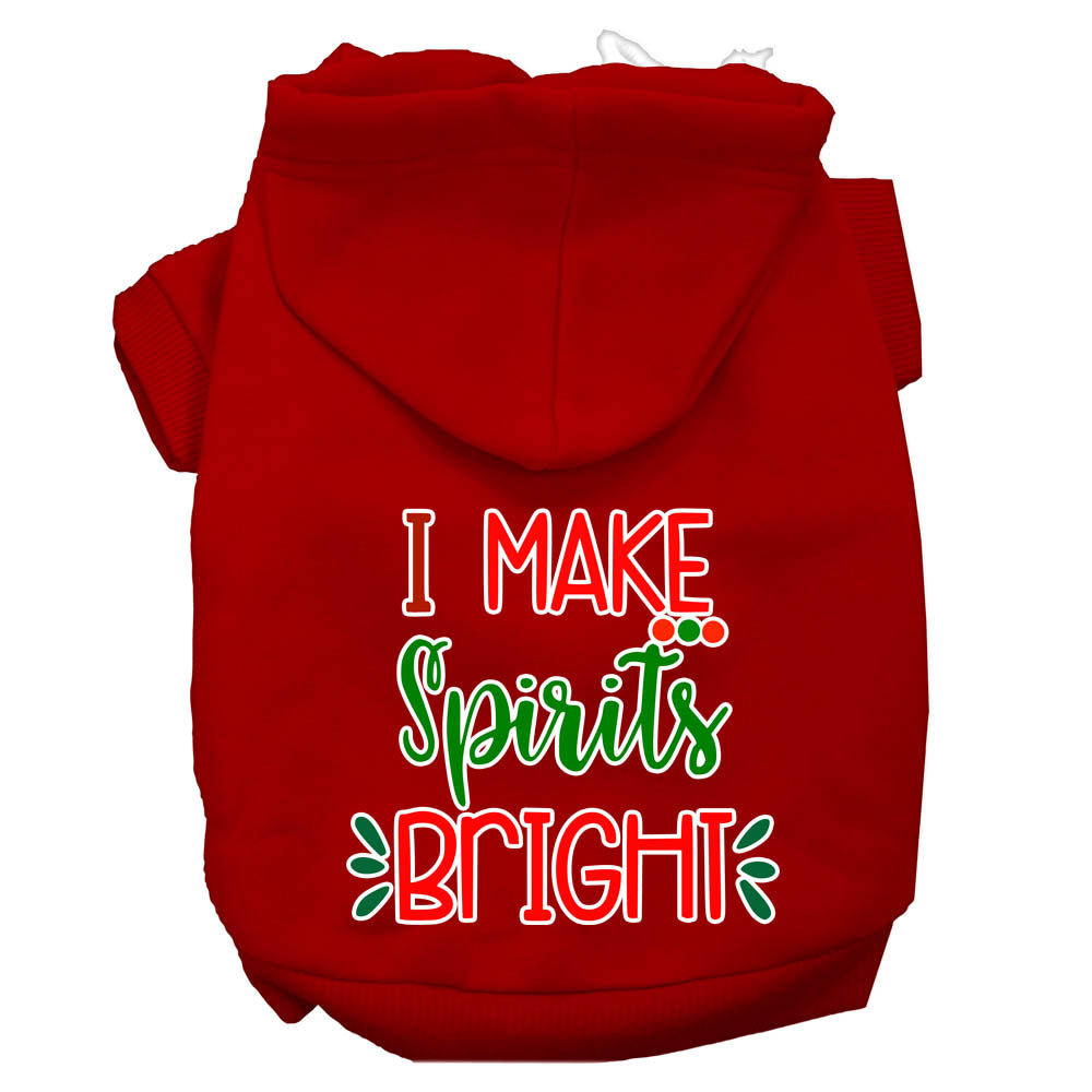 I Make Spirits Bright Screen Print Dog Hoodie Red L