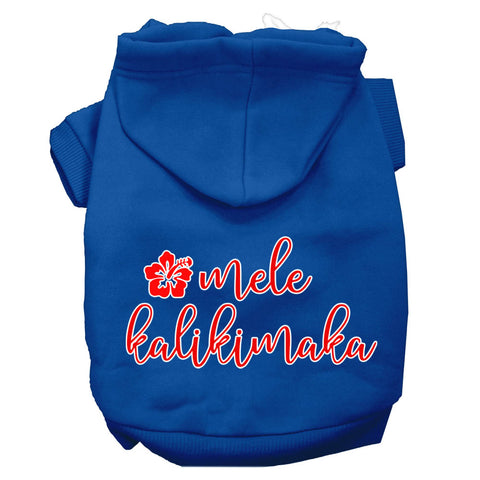 Mele Kalikimaka Screen Print Dog Hoodie Blue M