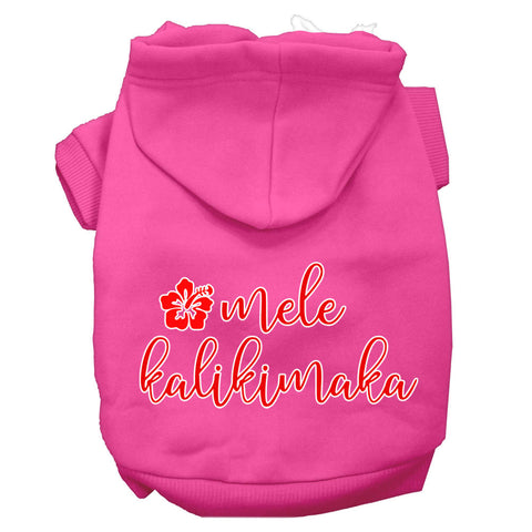 Mele Kalikimaka Screen Print Dog Hoodie Bright Pink Xl