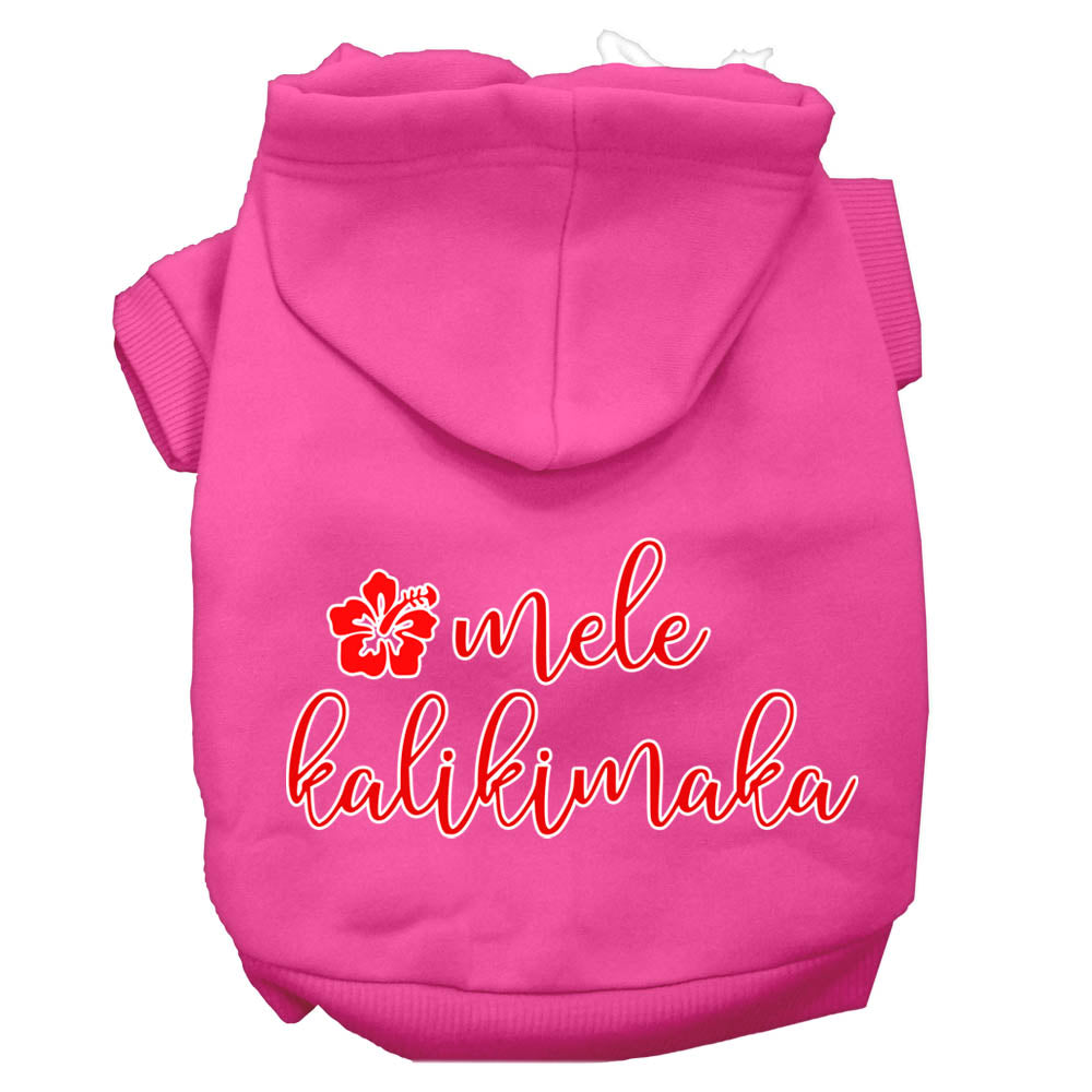 Mele Kalikimaka Screen Print Dog Hoodie Bright Pink Xs