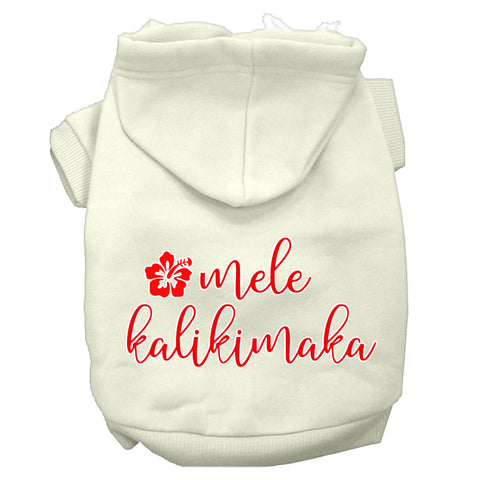 Mele Kalikimaka Screen Print Dog Hoodie Cream L