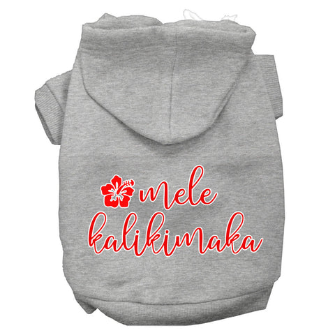 Mele Kalikimaka Screen Print Dog Hoodie Grey Xs