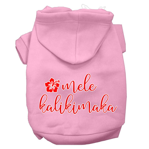 Mele Kalikimaka Screen Print Dog Hoodie Light Pink Xs