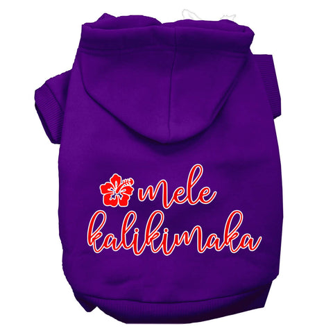 Mele Kalikimaka Screen Print Dog Hoodie Purple S