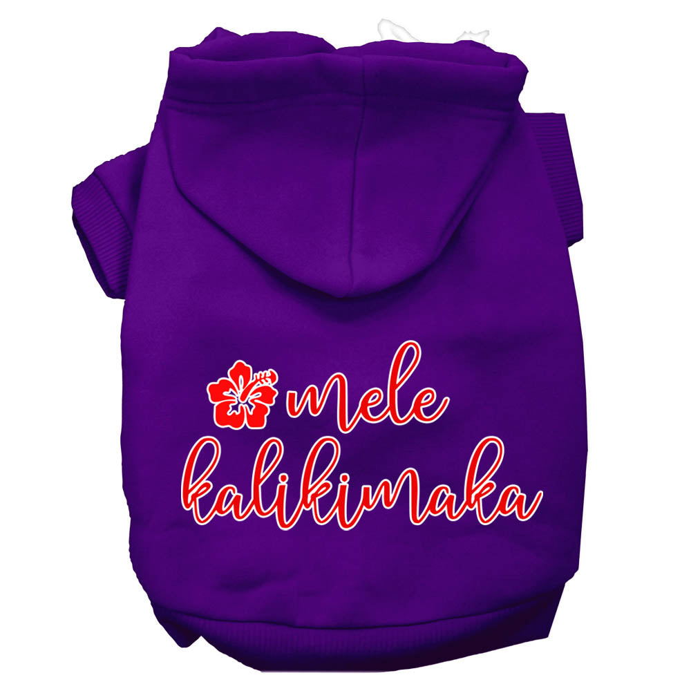 Mele Kalikimaka Screen Print Dog Hoodie Purple Xxl