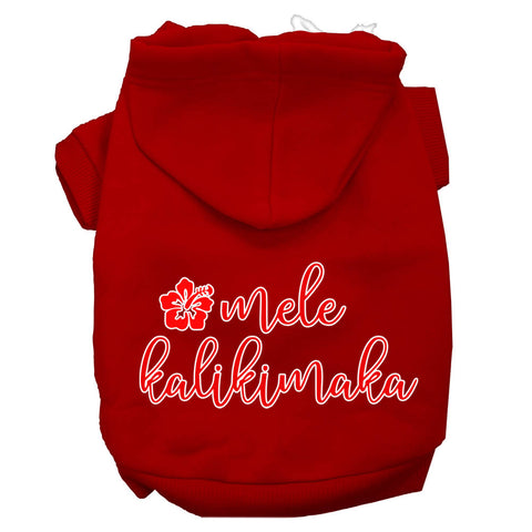 Mele Kalikimaka Screen Print Dog Hoodie Red L