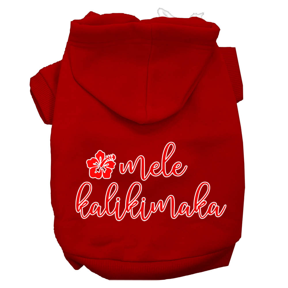 Mele Kalikimaka Screen Print Dog Hoodie Red Xl