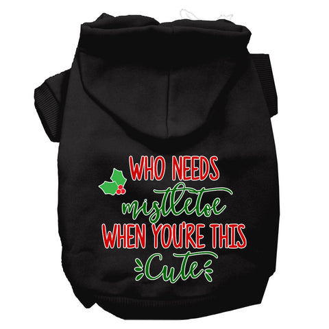 Who Needs Mistletoe Screen Print Dog Hoodie Black S