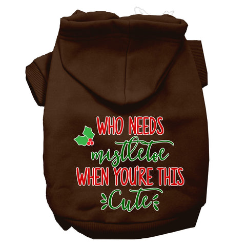 Who Needs Mistletoe Screen Print Dog Hoodie Brown Xxxl