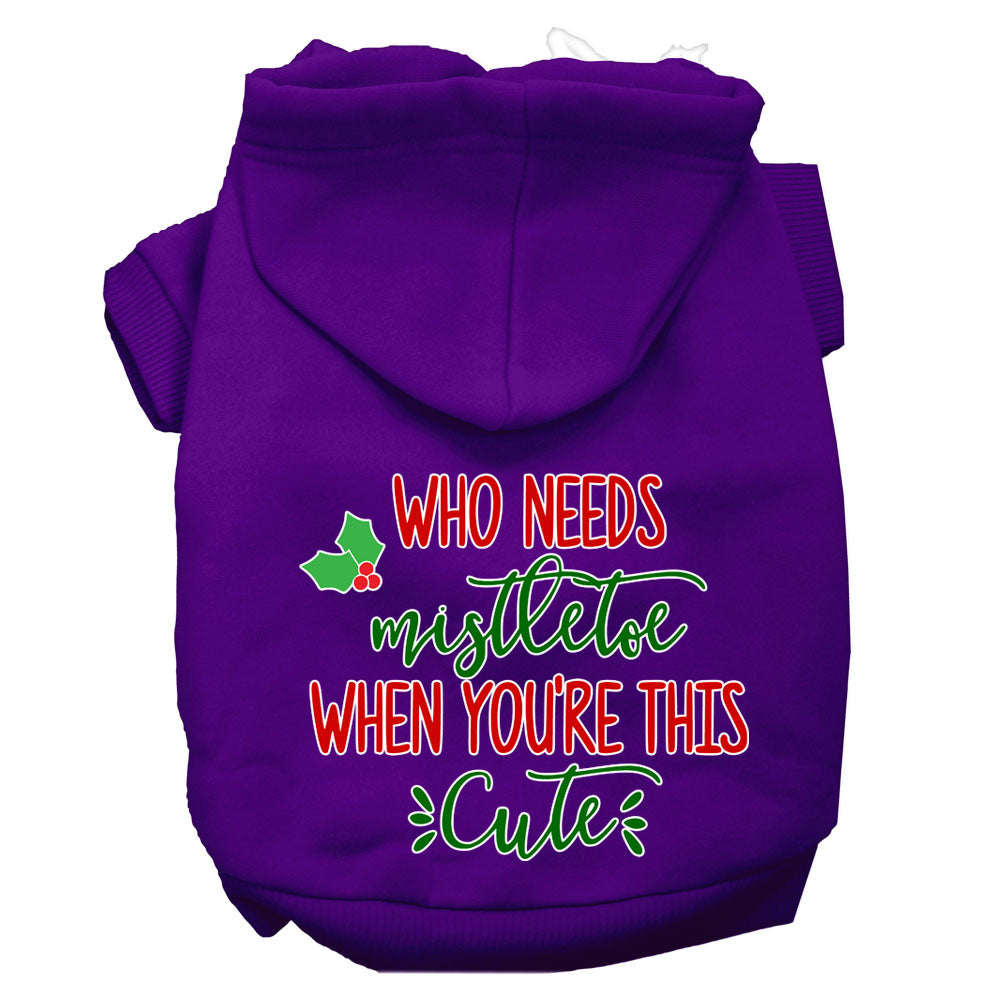 Who Needs Mistletoe Screen Print Dog Hoodie Purple L