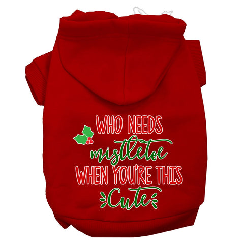 Who Needs Mistletoe Screen Print Dog Hoodie Red L