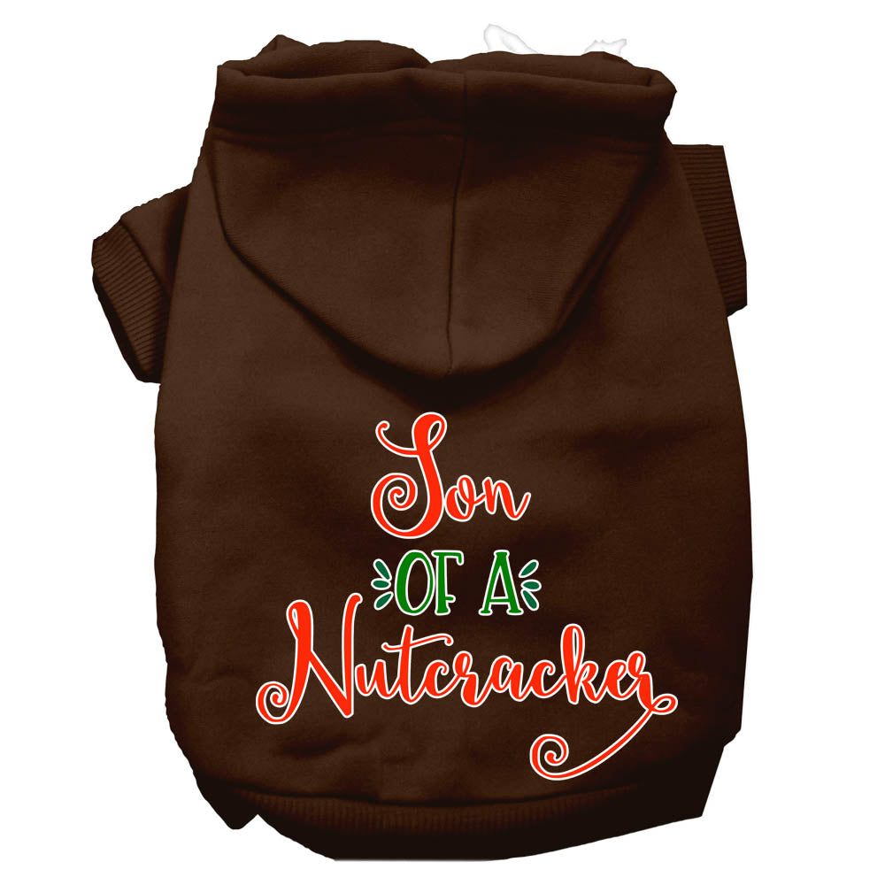 Son Of A Nutcracker Screen Print Dog Hoodie Brown Xs