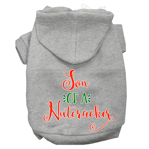 Son Of A Nutcracker Screen Print Dog Hoodie Grey L