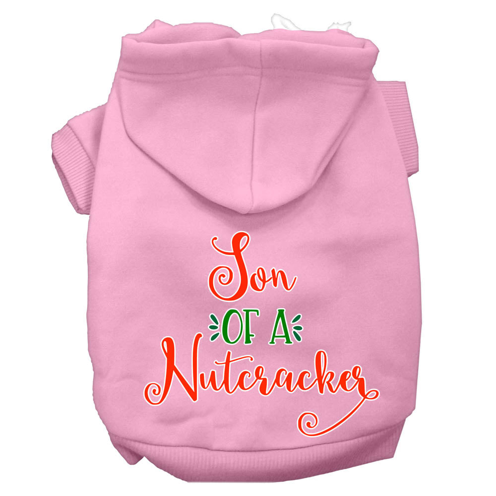 Son Of A Nutcracker Screen Print Dog Hoodie Light Pink Xs