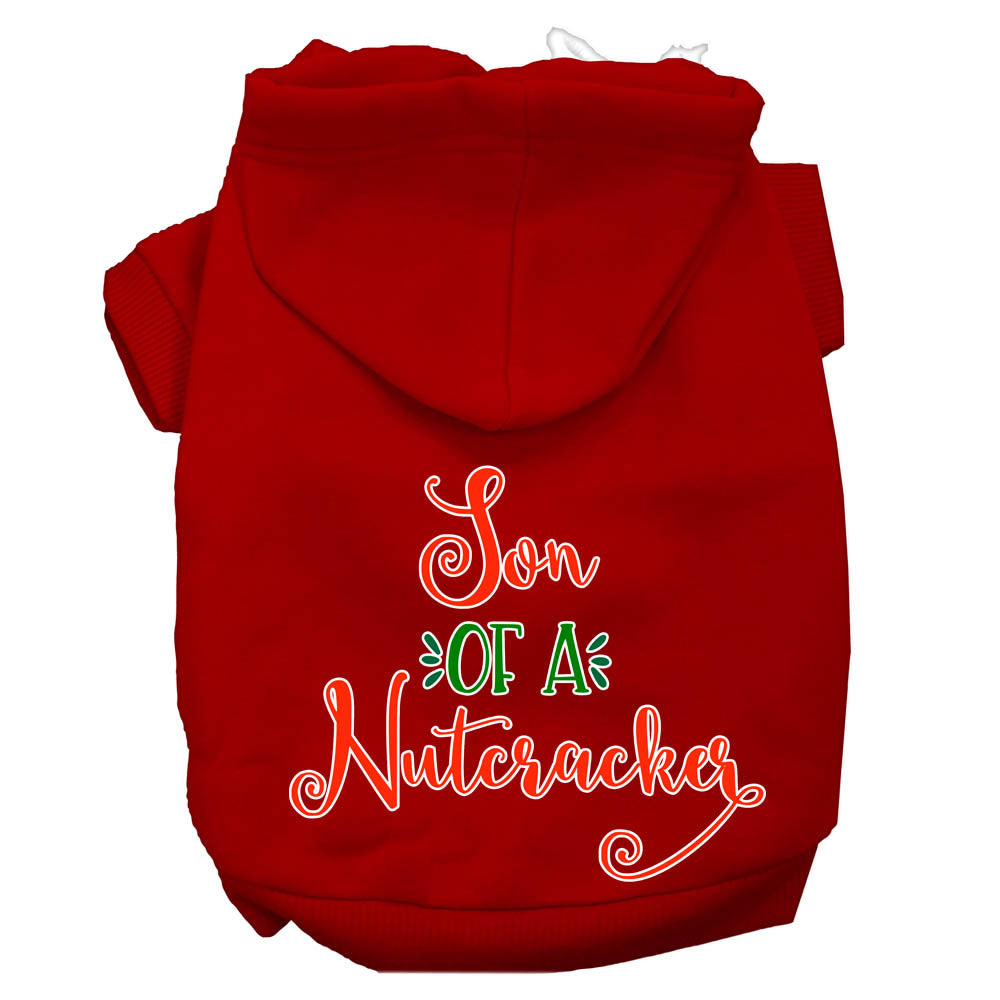 Son Of A Nutcracker Screen Print Dog Hoodie Red Xs