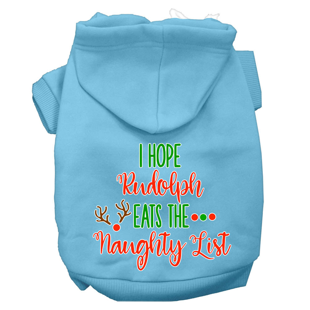 Hope Rudolph Eats Naughty List Screen Print Dog Hoodie Baby Blue L