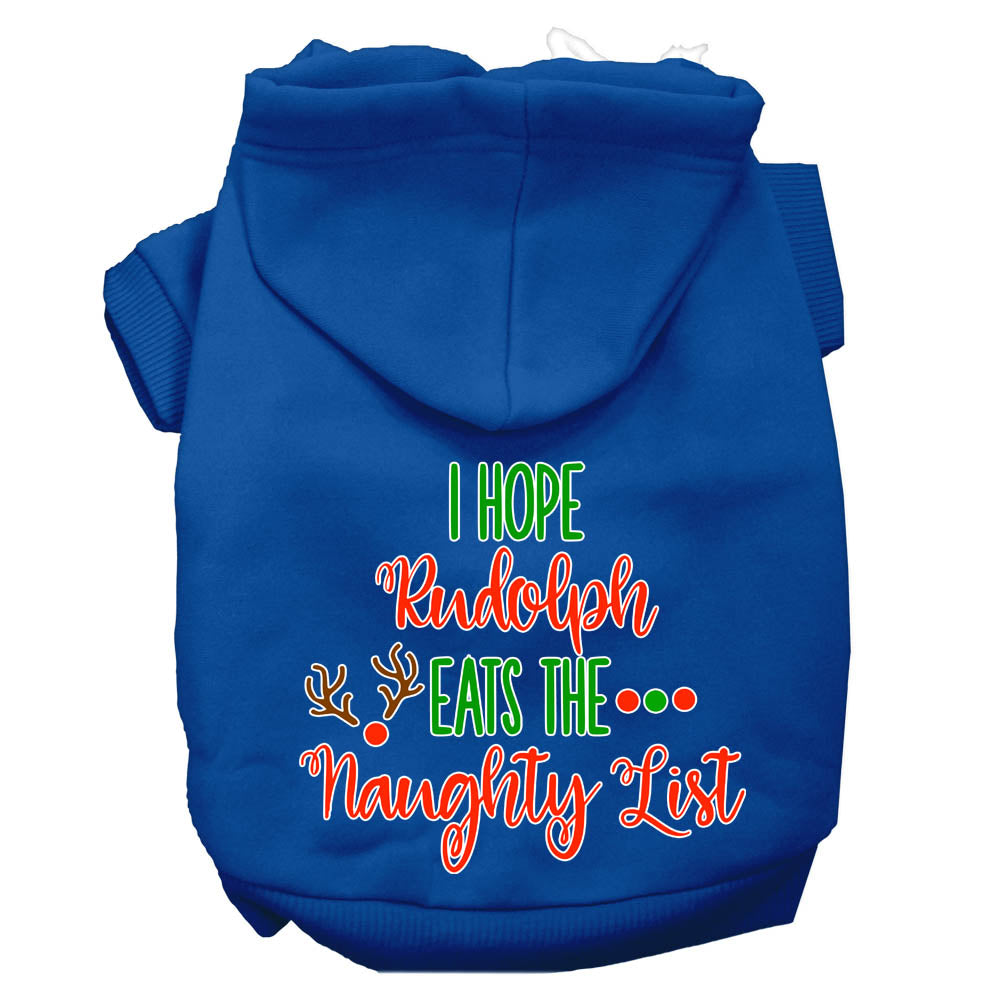 Hope Rudolph Eats Naughty List Screen Print Dog Hoodie Blue L