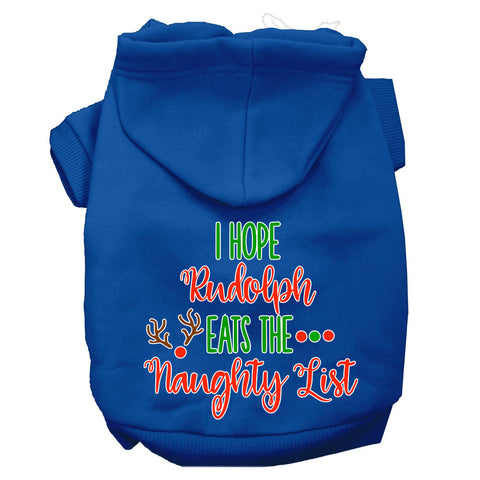 Hope Rudolph Eats Naughty List Screen Print Dog Hoodie Blue Xxl