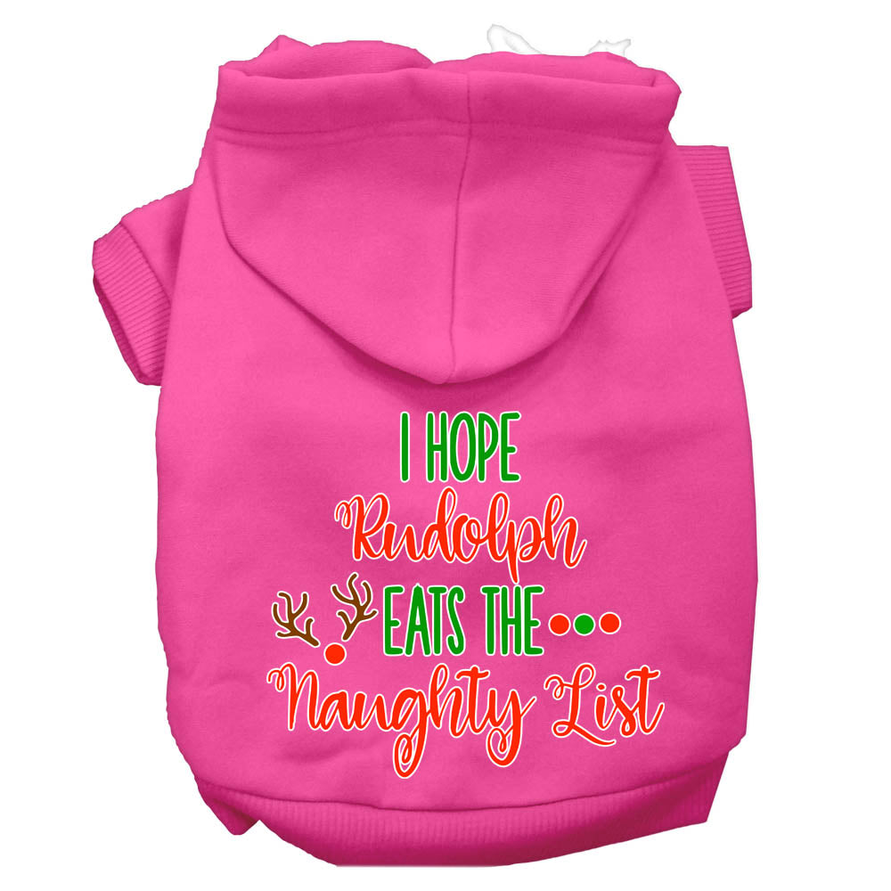 Hope Rudolph Eats Naughty List Screen Print Dog Hoodie Bright Pink M