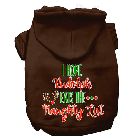 Hope Rudolph Eats Naughty List Screen Print Dog Hoodie Brown M