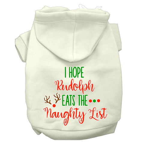 Hope Rudolph Eats Naughty List Screen Print Dog Hoodie Cream M