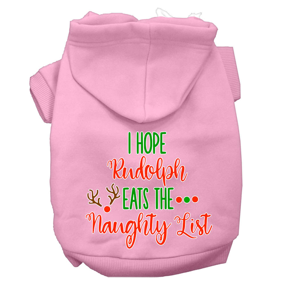 Hope Rudolph Eats Naughty List Screen Print Dog Hoodie Light Pink S