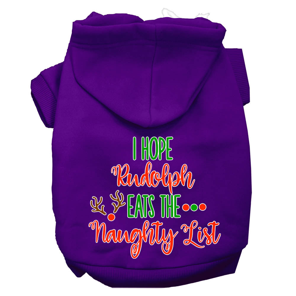 Hope Rudolph Eats Naughty List Screen Print Dog Hoodie Purple S